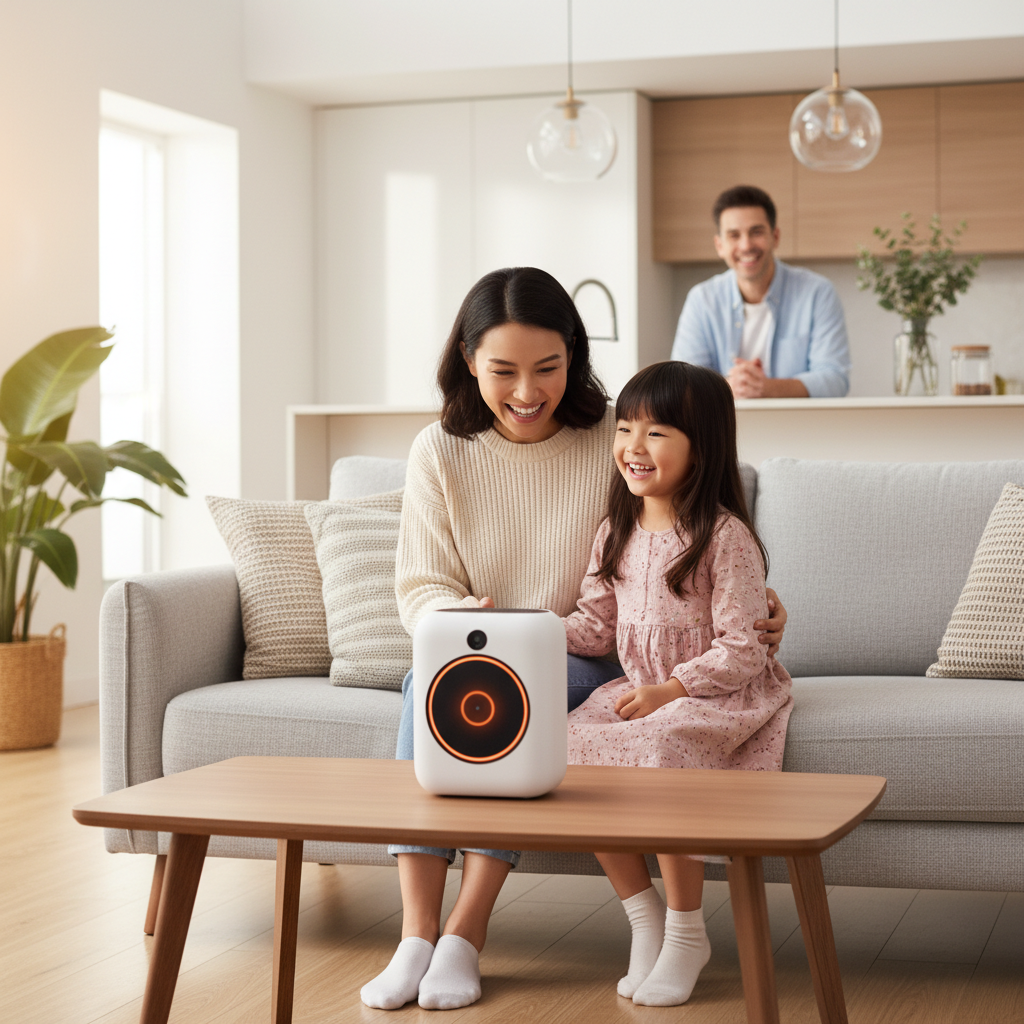 Family using AI home assistant